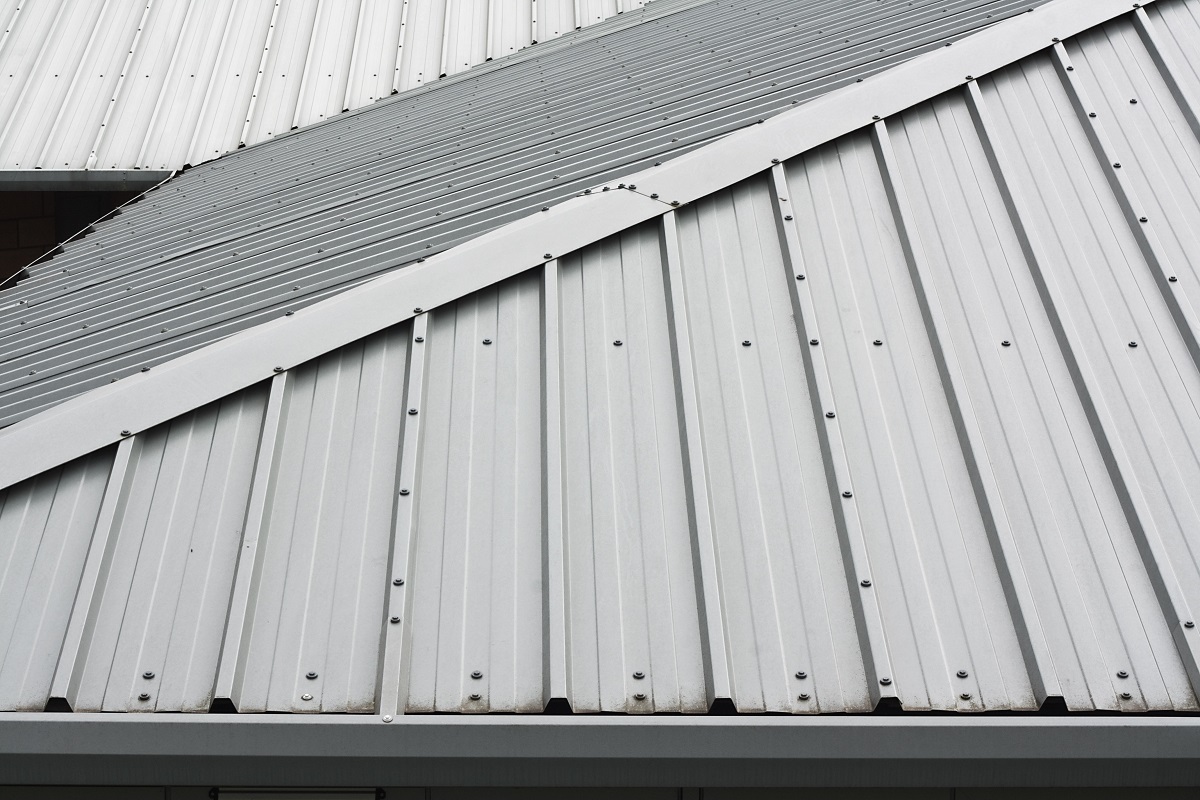 a gray metal roof