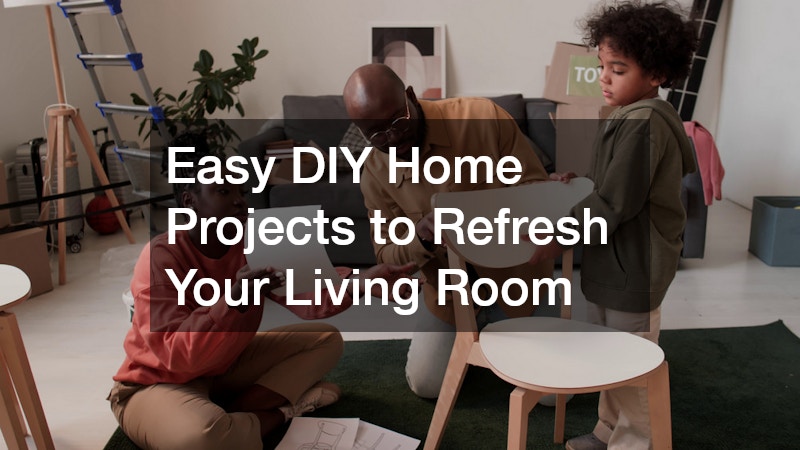 a family revamping their living room